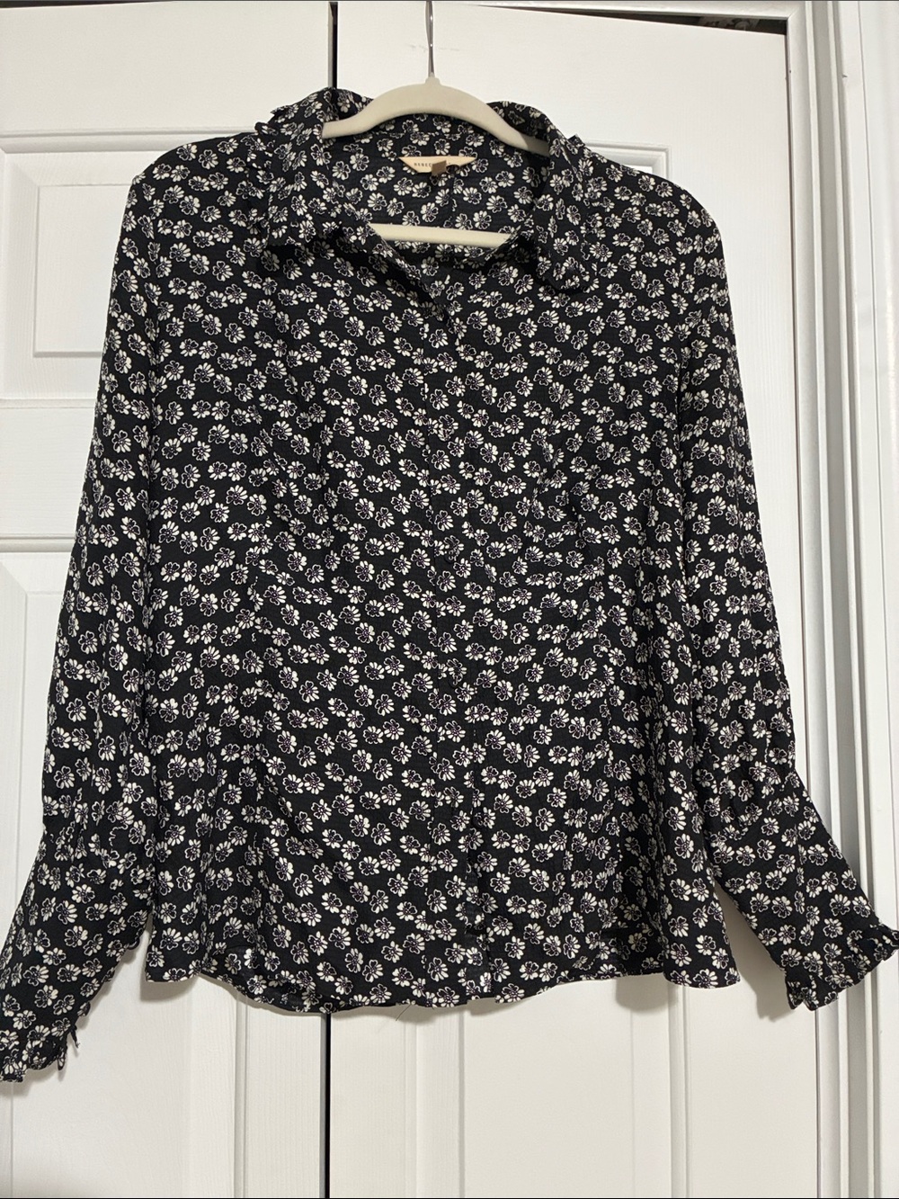 Rebecca Taylor Black Floral Button-Down Shirt